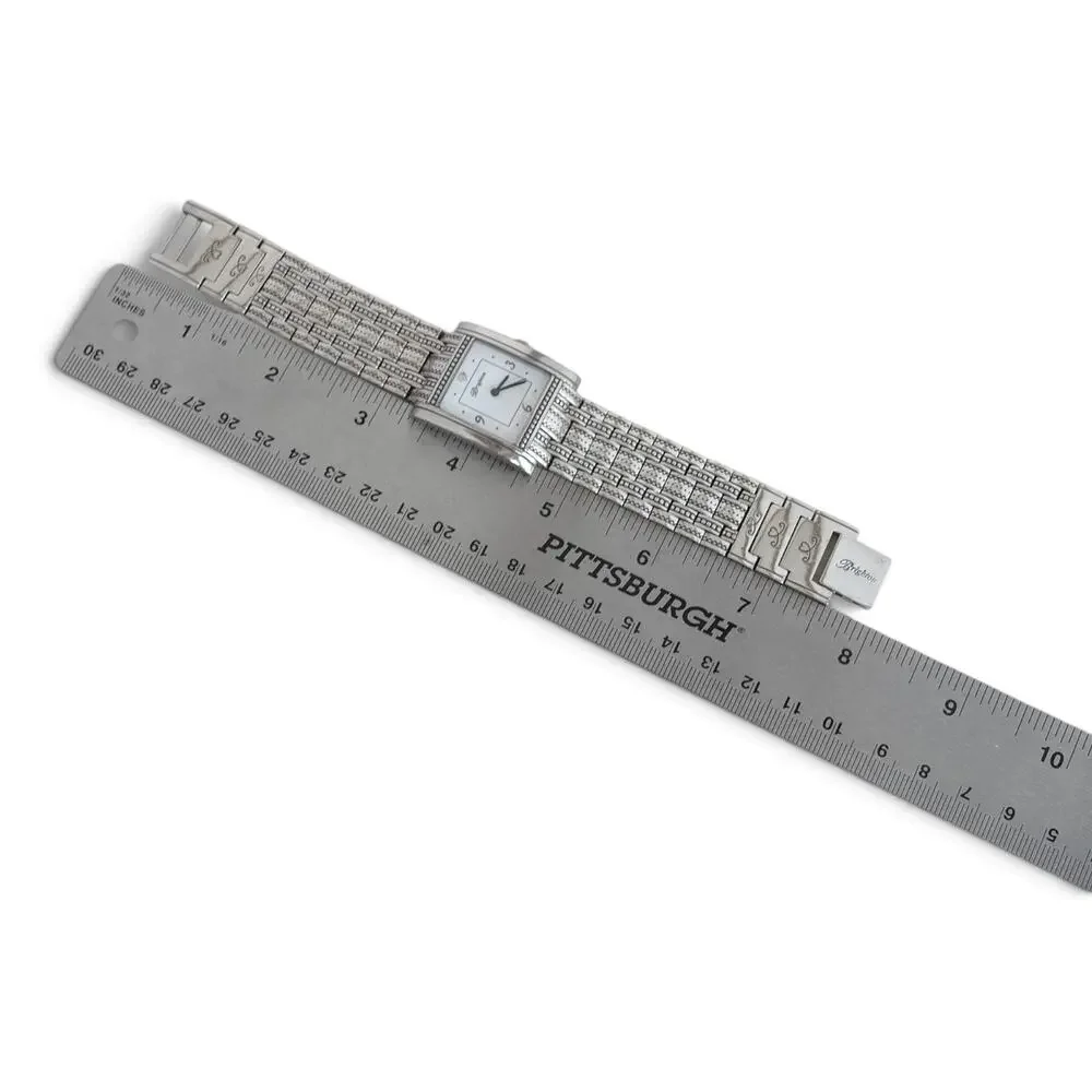 Brighton Napa Watch Wide Woven Band Silver Plated Fold Over Clasp Retired